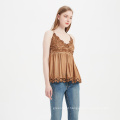 Fashion Lady V-neck Sleeveless Lace Slip Ruffle Hem Spaghetti Strap Flounce Elegant Sling